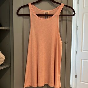 Free People Ribbed Racerback A Line Distressed Tank Top